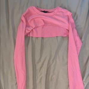 Cropped Hot Pink Long Sleeve Top